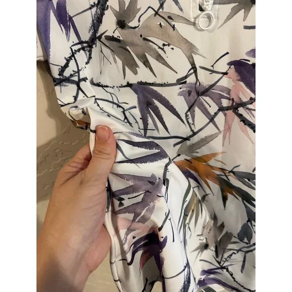 Y Jack Smith White Birds of Paradise Buttery Soft Short Sleeved Golf Polo Shirt - Picture 9 of 10